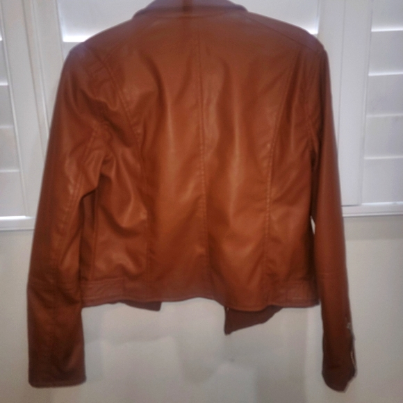 COGNAC FAUX LEATHER JACKET - Picture 2 of 3